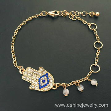 Evil Eye Rhinestone Bracelets Gold Plated Chain Bracelet